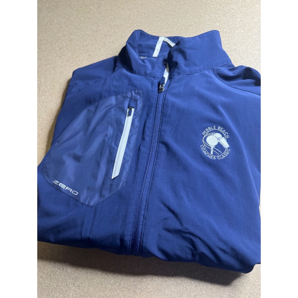 Zero Restriction Mens Pebble Beach Coaches Classic Golf Jacket Navy Blue XL